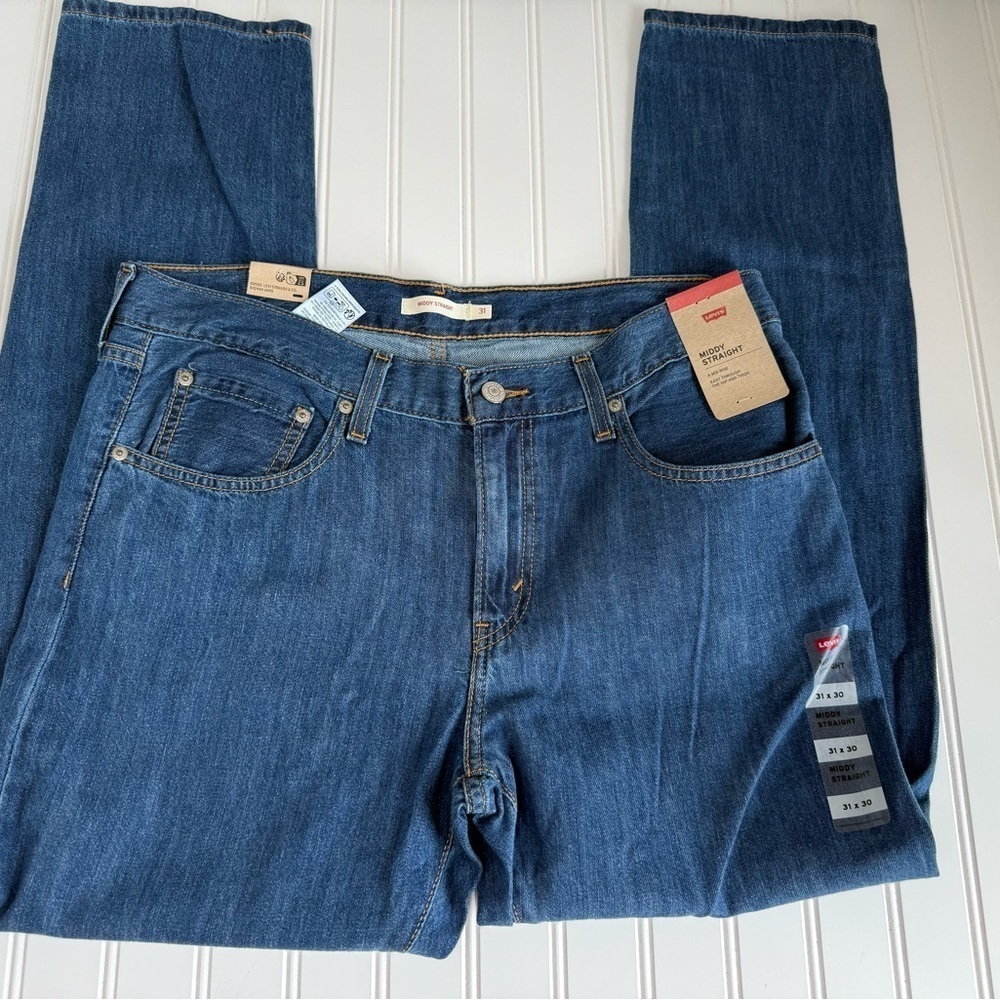 Levis Middy Straight Leg Jeans 31 X 30 Blue Womens Mid Rise NEW 1061